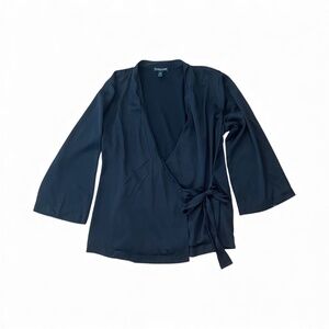 Eileen Fisher Women's Black Silk Wrap Kimono Jacket
